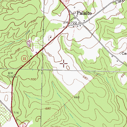 Topographic Map of Palalto Airport (historical), GA