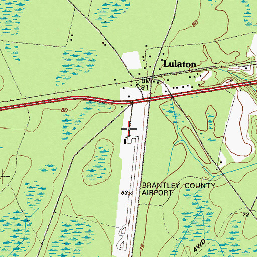 Topographic Map of Brantley County Airport, GA