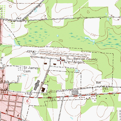 Topographic Map of Berrien County Airport, GA
