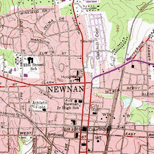 Topographic Map of Newnan Hospital Heliport, GA