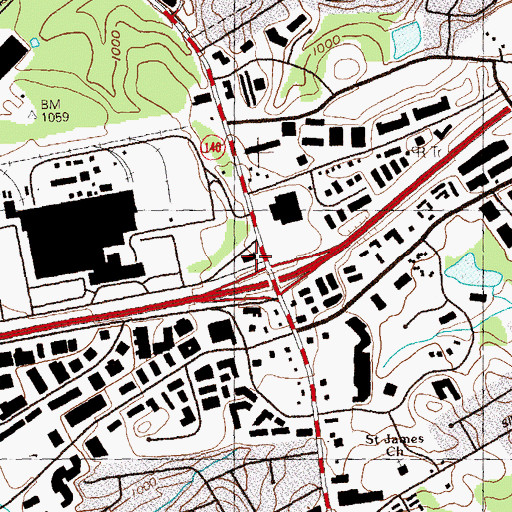 Topographic Map of Jimmy Carter Boulevard Precinct Heliport, GA