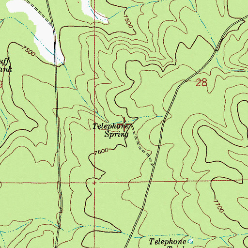 Topographic Map of Telephone Spring, AZ
