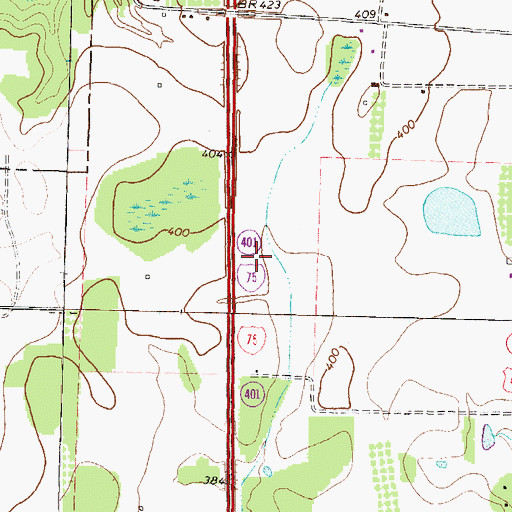 Topographic Map of Middle Georgia Airport (historical), GA