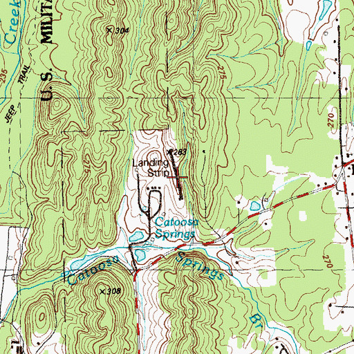 Topographic Map of Catoosa Springs Airport, GA