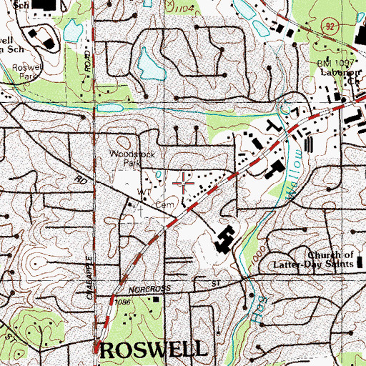 Topographic Map of Roswell Animal Hospital Heliport, GA