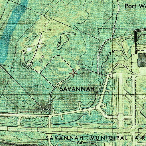 Topographic Map of Savannah Hilton/Head International Airport, GA