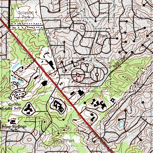 Topographic Map of Smyrna Hospital Heliport, GA