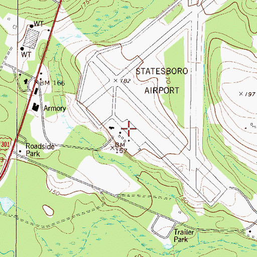 Topographic Map of Statesboro-Bulloch County Airport, GA