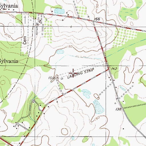 Topographic Map of Landings East Sylvania Airport, GA
