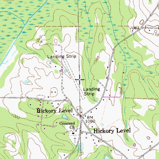 Topographic Map of Hickory Level Airfield (historical), GA