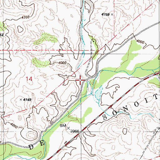 Topographic Map of Temporal Gulch, AZ