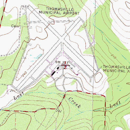 Topographic Map of Thomasville Regional Airport, GA