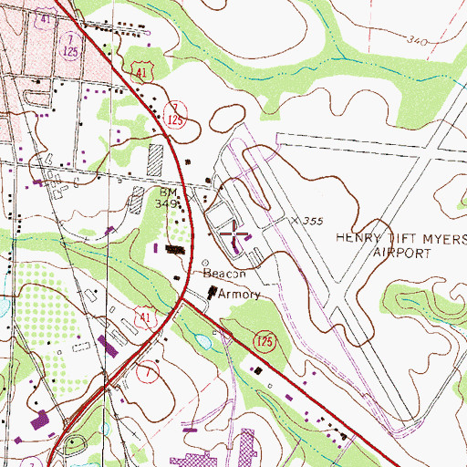 Topographic Map of Henry Tift Myers Airport, GA