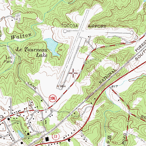 Topographic Map of Toccoa RG Letourneau Field, GA