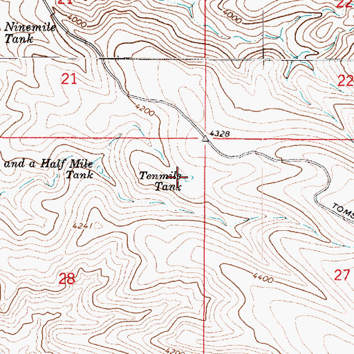Topographic Map of Tenmile Tank, AZ