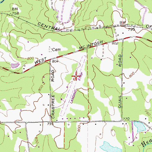 Topographic Map of Brook Bridge Aerodrome, GA