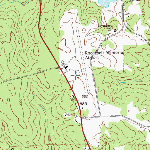 Topographic Map of Roosevelt Memorial Airport, GA