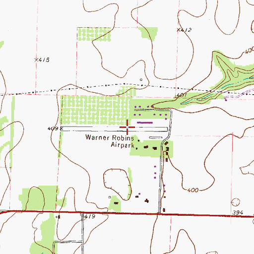 Topographic Map of Warner Robins Air Park, GA