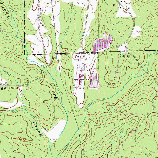 Topographic Map of Erlen Airport, GA