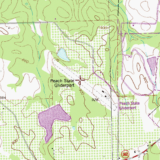 Topographic Map of Alexander Memorial Airport, GA