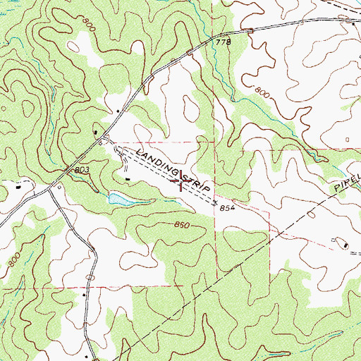Topographic Map of Ridgeview Farm Airport, GA