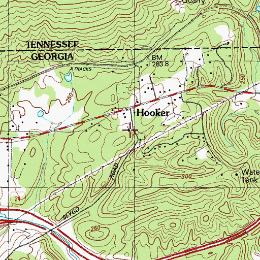 Topographic Map of Calvary Church, GA