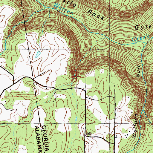 Topographic Map of Castle Rock Mine, GA