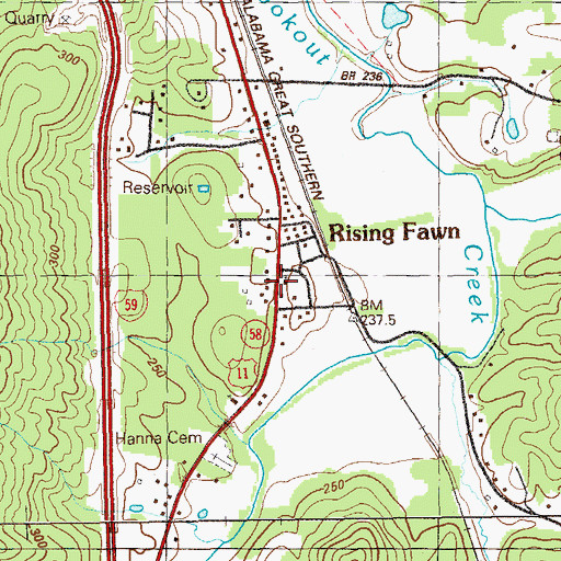 Topographic Map of Rising Fawn Church, GA