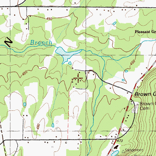 Topographic Map of Sandmont Bible Camp, GA