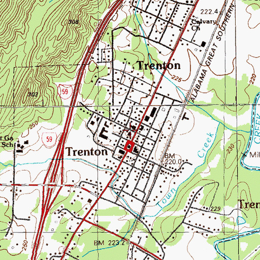 Topographic Map of Trenton Post Office, GA