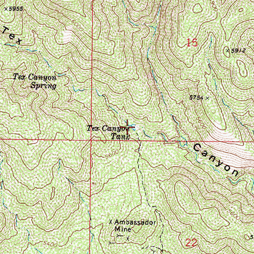 Topographic Map of Tex Canyon Tank, AZ