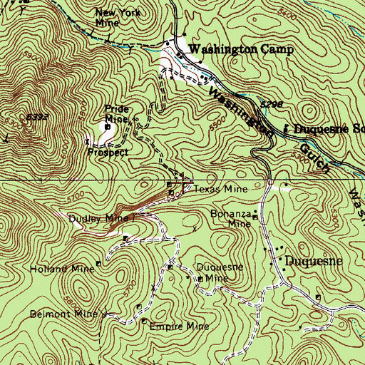 Topographic Map of Texas Mine, AZ