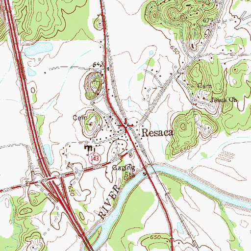 Topographic Map of Resaca Post Office, GA