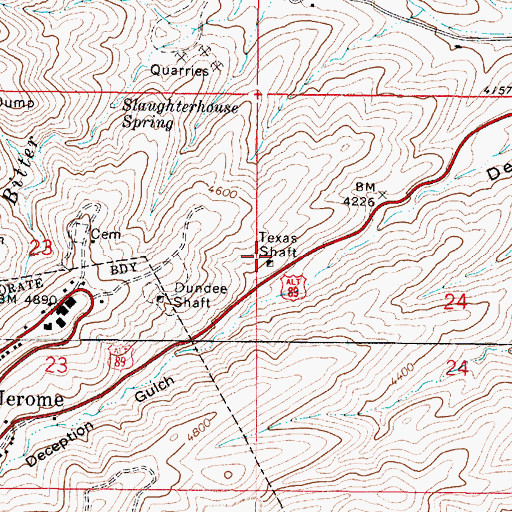 Topographic Map of Texas Shaft, AZ