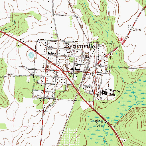 Topographic Map of Byromville City Hall, GA