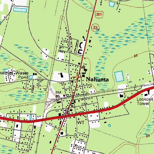 Topographic Map of Nahunta Post Office, GA
