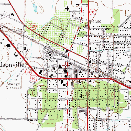 Topographic Map of Donalsonville Post Office, GA