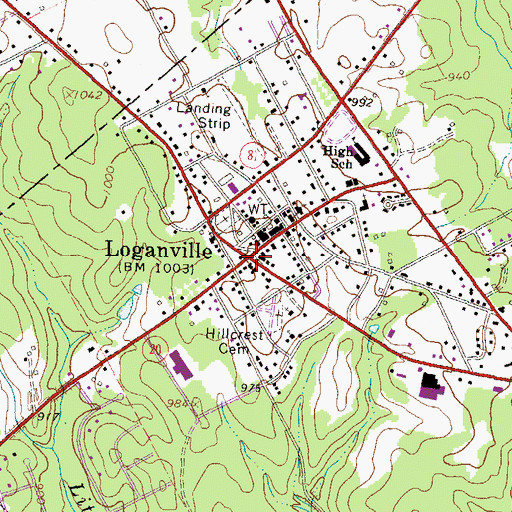 Topographic Map of Loganville Post Office, GA