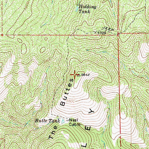 Topographic Map of The Buttes, AZ