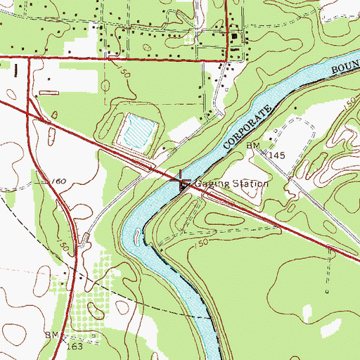 Topographic Map of James Henderson Hall Senior Bridge, GA