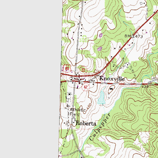 Topographic Map of Knoxville Post Office, GA