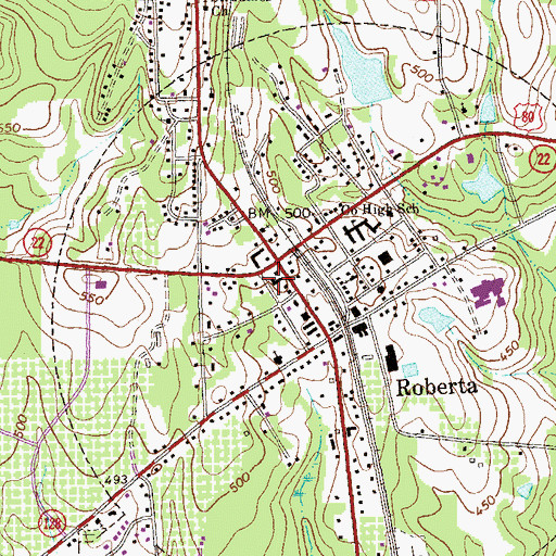 Topographic Map of Roberta Post Office, GA
