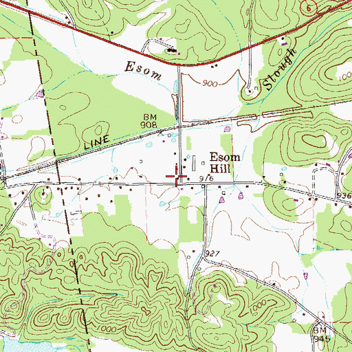 Topographic Map of Esom Hill Post Office, GA