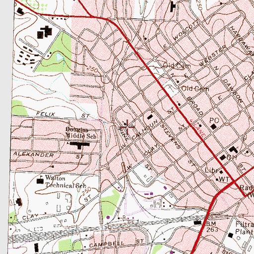 Topographic Map of Saints Temple Pentecostal Church (historical), GA