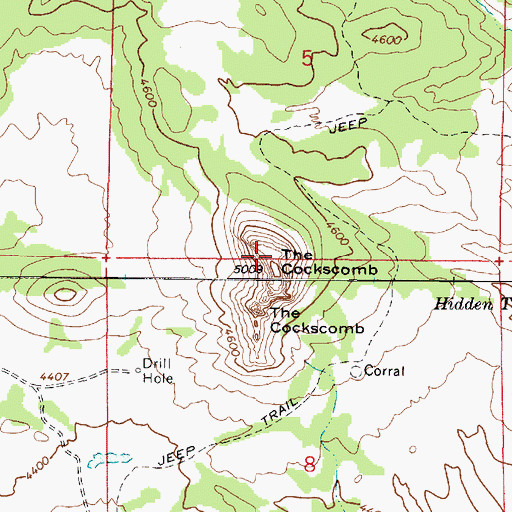 Topographic Map of The Cockscomb, AZ
