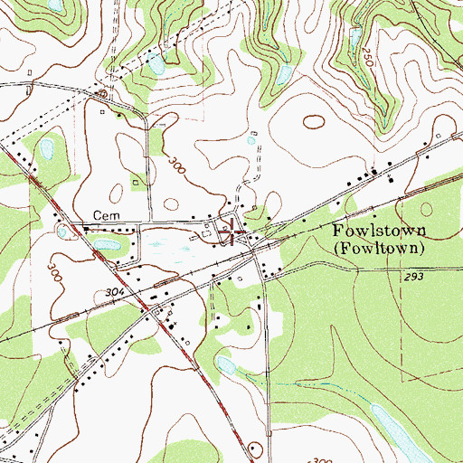 Topographic Map of Fowlstown Post Office, GA