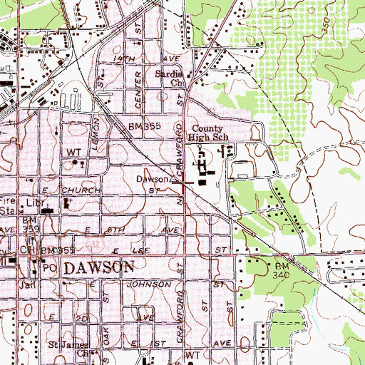 Topographic Map of Terrell County, GA