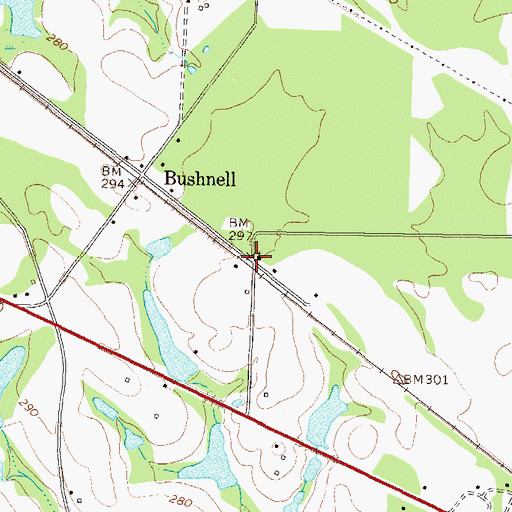 Topographic Map of Bushnell Church, GA