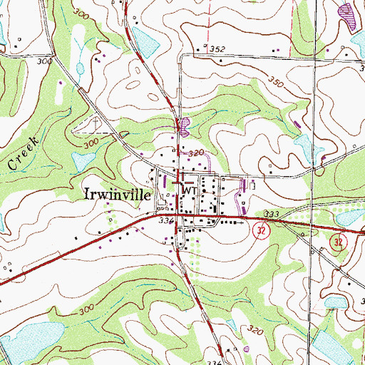 Topographic Map of Irwinville Post Office, GA