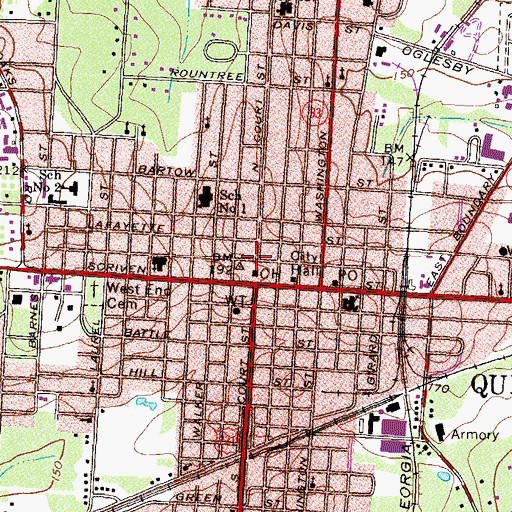 Topographic Map of First Presbyterian Church, GA